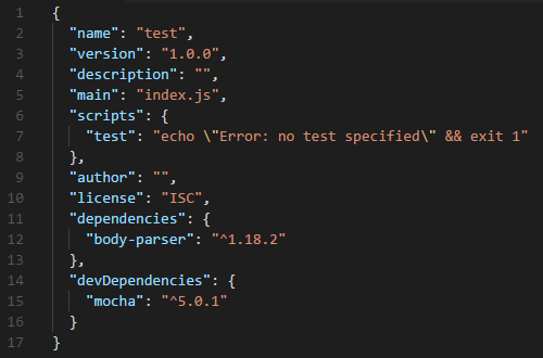 דוגמה לקובץ package.json